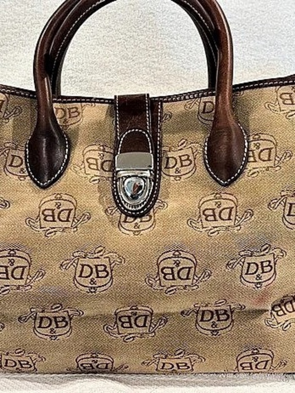 Dooney & Bourke Signature Crest Tote in Brown & Beige